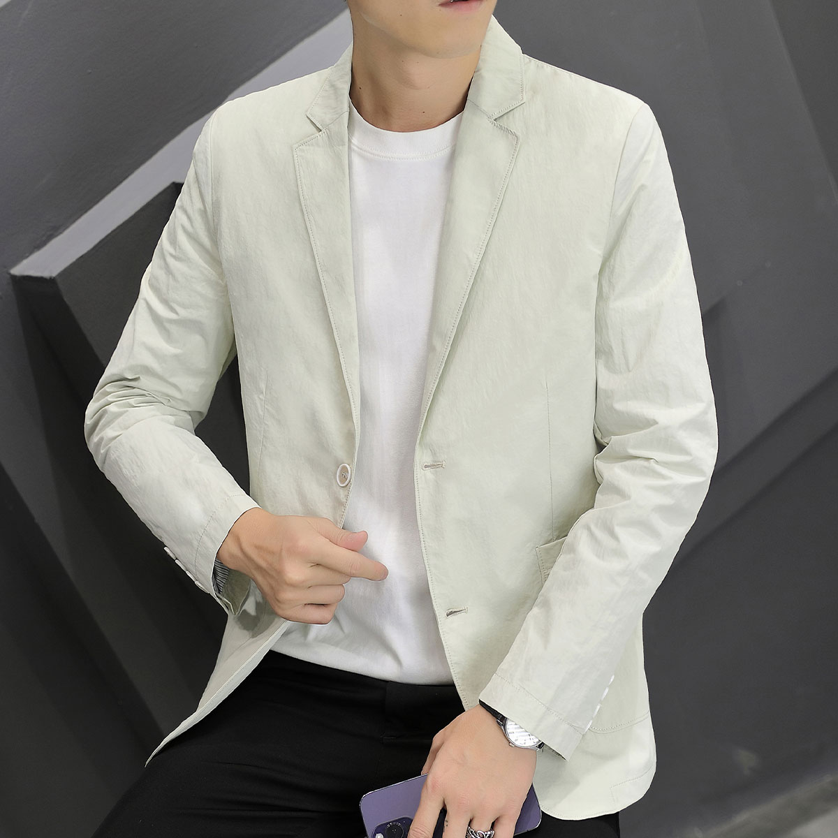 秋季爆款男式西服商务休闲气质男外套纯色百搭男士伴郎礼服小西装