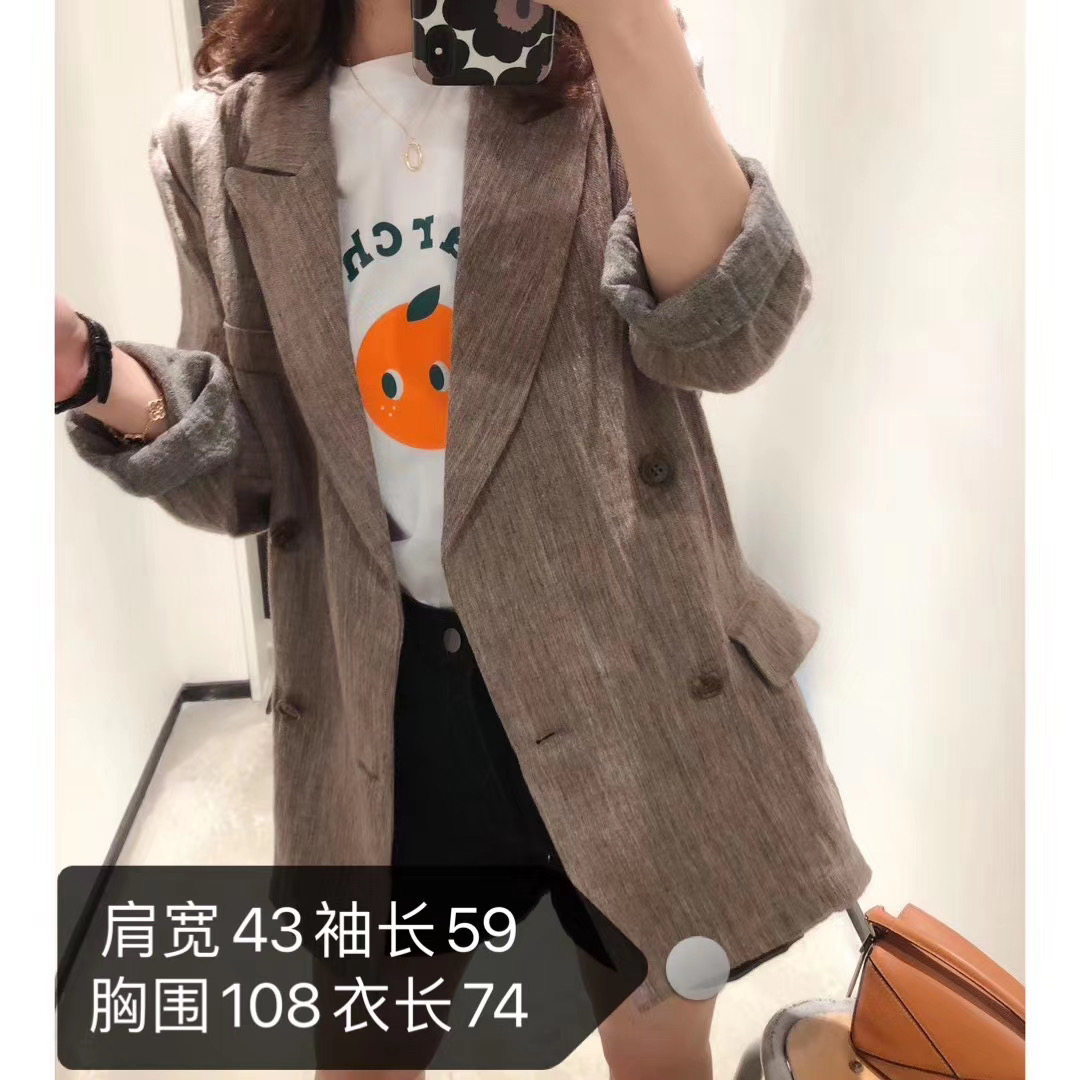 秋冬洋气亚麻西装外套