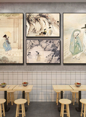 韩式料理店装饰画烤肉店餐厅饭店挂画韩国古代人物朝鲜族民俗壁画