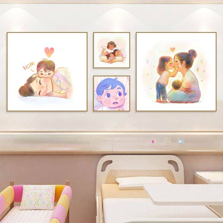 母婴室装饰画亲子月子中心用品店医院妇产科婴儿挂画宝宝卧室壁画,家居饰品,现代装饰画,淘宝优惠券,粉丝福利购,淘宝优惠卷