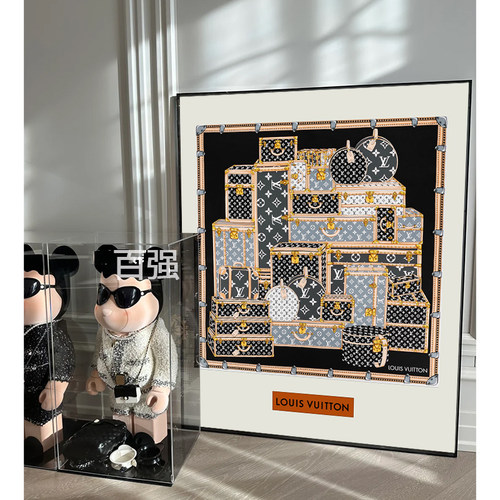 丝巾挂画奢侈品大牌北欧客厅落地画卧室床头装饰画厕所装裱壁画