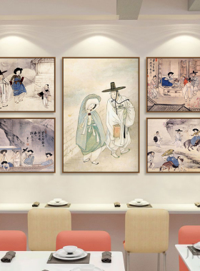 韩式烤肉店装饰画韩国古代人物朝鲜族民俗挂画料理店餐厅饭店壁画