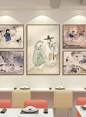 韩式烤肉店装饰画韩国古代人物朝鲜族民俗挂画料理店餐厅饭店壁画