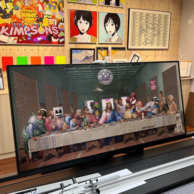 潮流恶搞名人画最后的晚餐装饰画客厅沙发背景墙挂画创意小众壁画,家居饰品,现代装饰画,淘宝优惠券,粉丝福利购,淘宝优惠卷