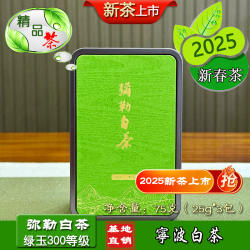 弥勒白茶绿玉300等级单罐75克2025春茶宁波奉化印雪大堰白茶