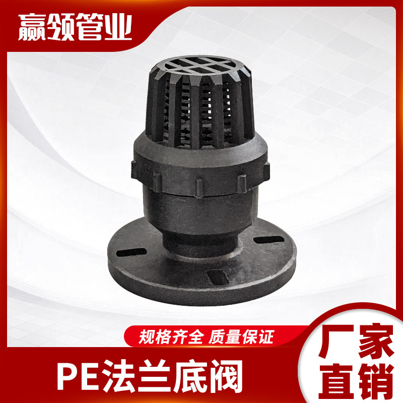 黑色PE法兰底阀耐酸花篮水泵进水防腐DN508150塑料法兰连接4寸6寸图片