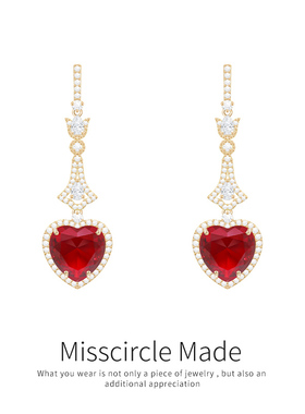 瑟可超好看独特漂亮新年红色爱心吊坠耳环女生2025新款高级感轻奢
