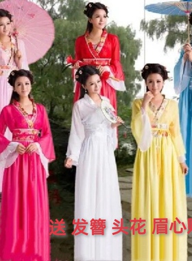 汉服女曲裾嫦娥仙女舞蹈服襦裙戏曲服装演出服学生古装毕业成人礼