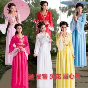 演出服学生古装 汉服女曲裾嫦娥仙女舞蹈服襦裙戏曲服装 毕业成人礼