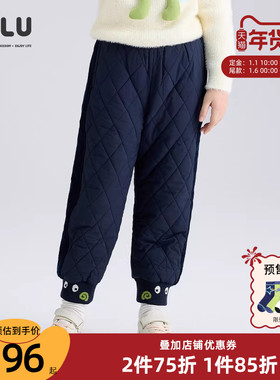 优露童装女童长裤ULLU冬新款防风束脚加绒菱形绗棉裤儿童棉裤长裤