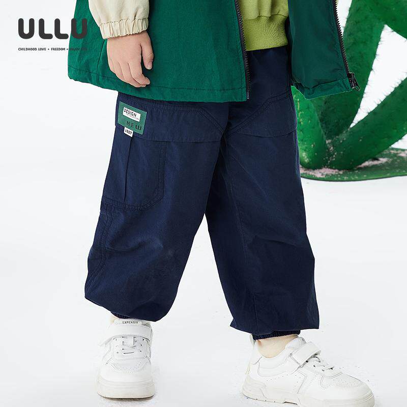 ULLU优露童装男童长裤25春款户外风宽松挺阔活页分割工装裤运动裤