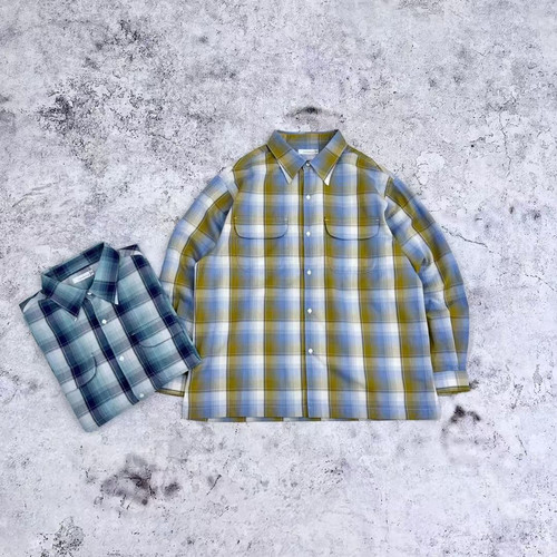 现货日系户外 25SS Regular Collar Pique Shirt复古格纹宽松衬衫