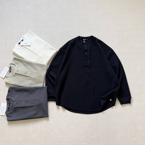 日系户外机能Versant Soleil SOLOTEX轻量华夫格亨利领长袖T恤