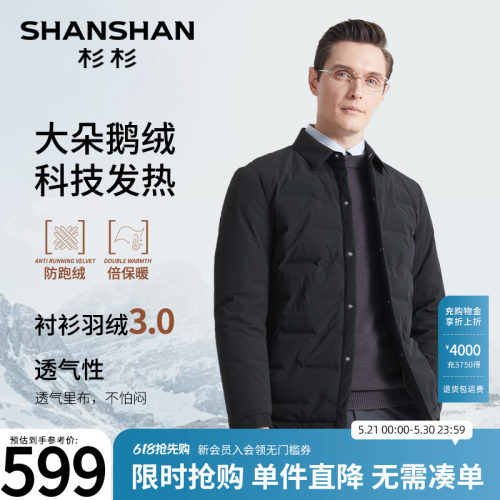 杉杉休闲翻领火山岩绒布羽绒服