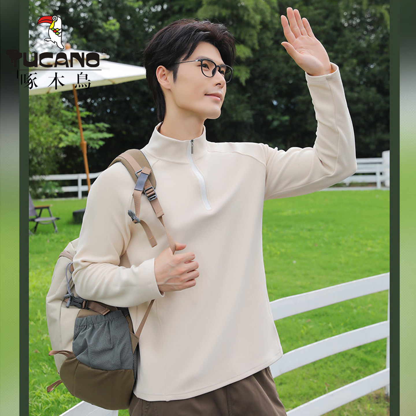 啄木鸟男士春秋长袖立领套头卫衣