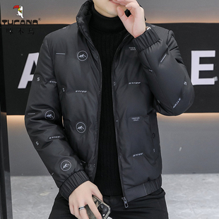 啄木鸟男士羽绒服2025冬季新款加厚短款立领外套时尚保暖青年冬装