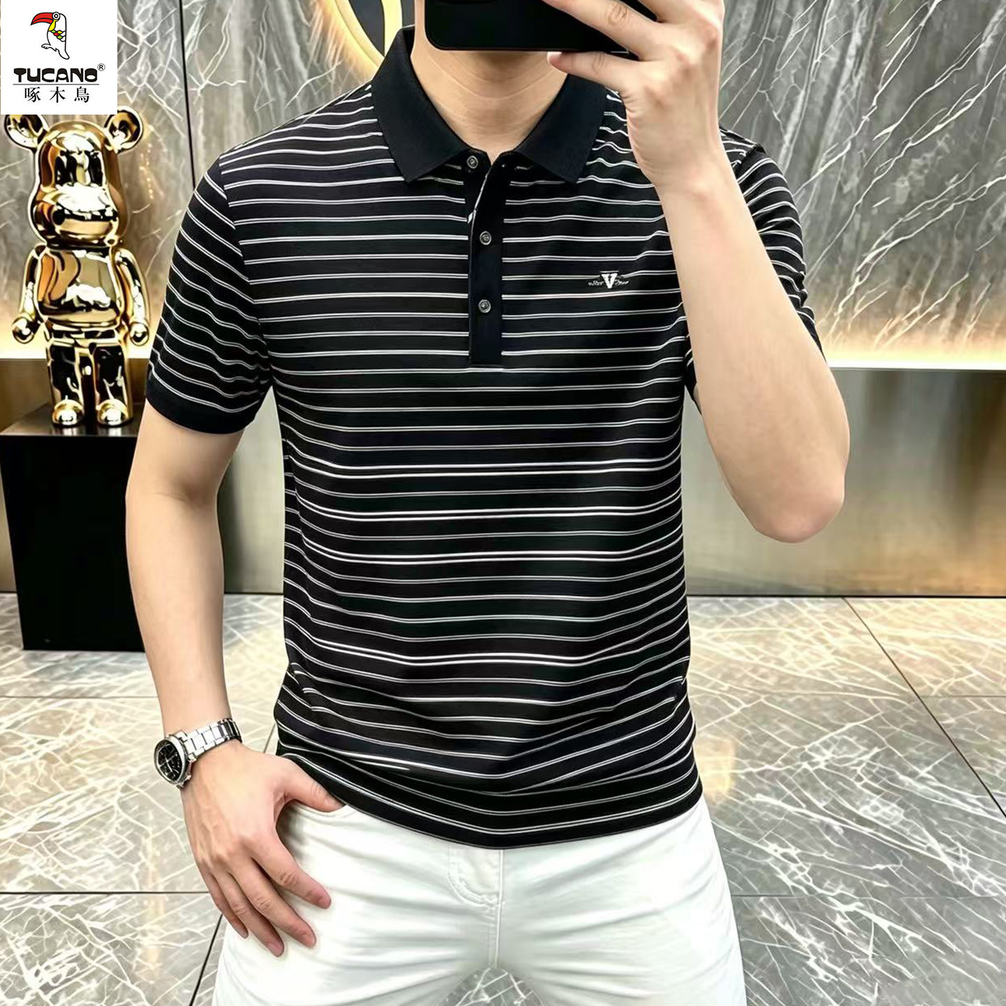 啄木鸟100棉夏季男款翻领POLO衫