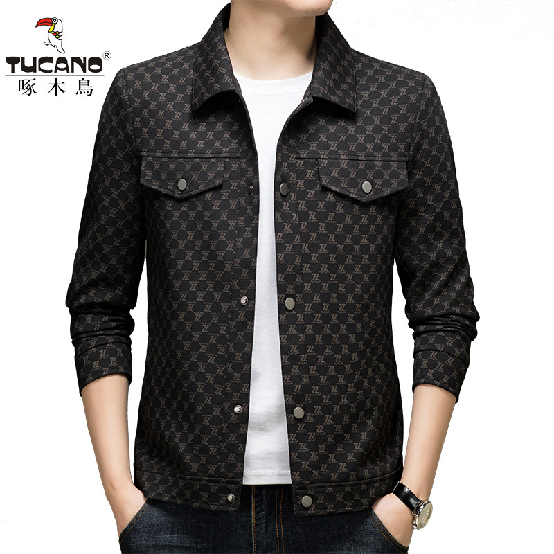 啄木鸟夹克男士春秋季新款休闲百搭上衣时尚潮流翻领短款外套男装