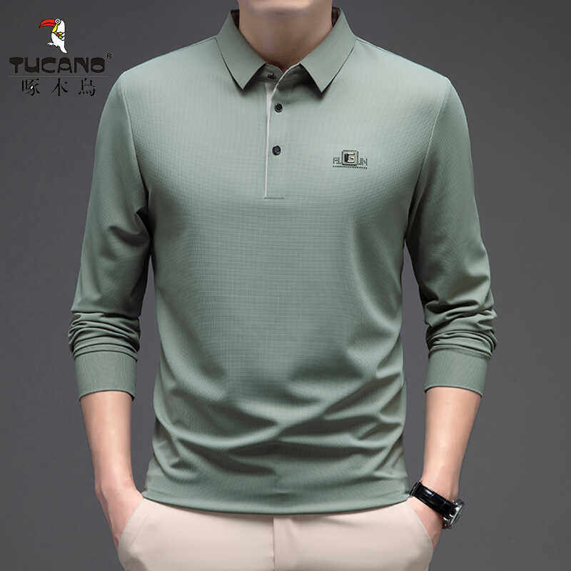 啄木鸟品牌正品T恤Polo衫男无痕弹力商务休闲宽松翻领体恤打底衫
