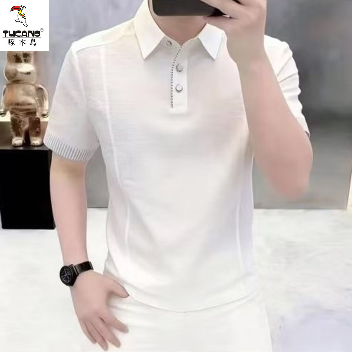 啄木鸟夏季男短袖透气翻领POLO衫