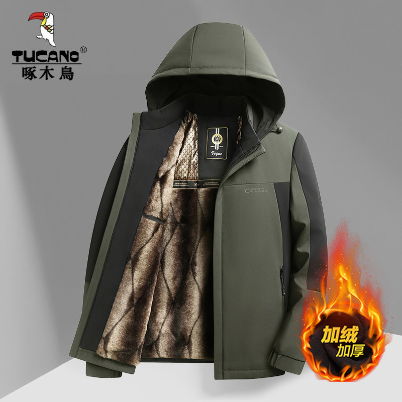 啄木鸟男士棉服冬季加绒冬装外套