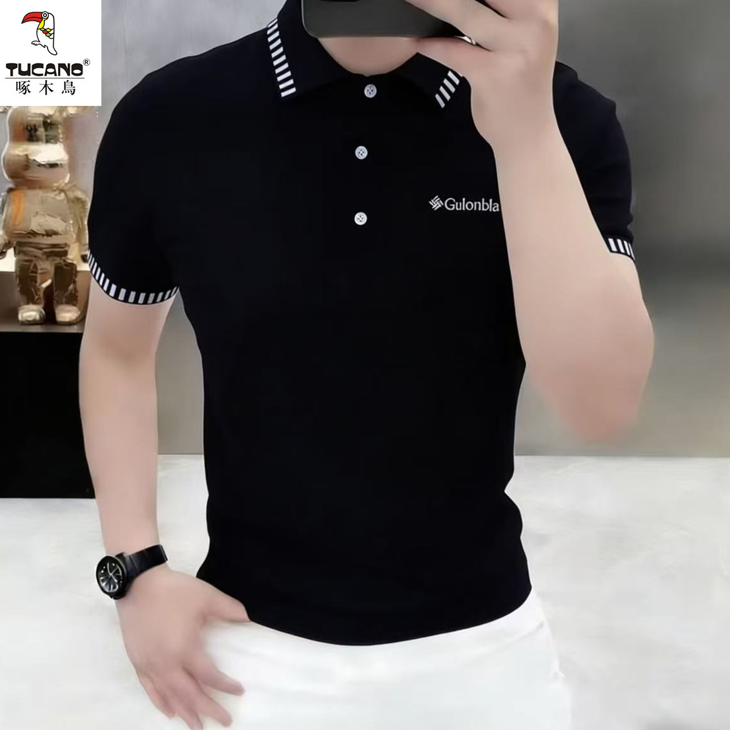 啄木鸟夏季凉感翻领短袖POLO衫男