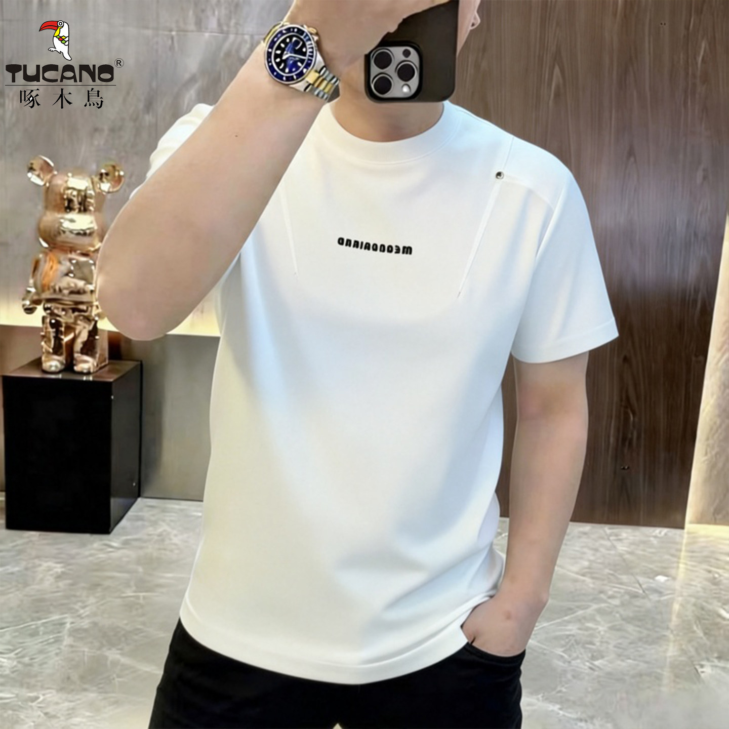 啄木鸟夏季男款棉质透气短袖T恤