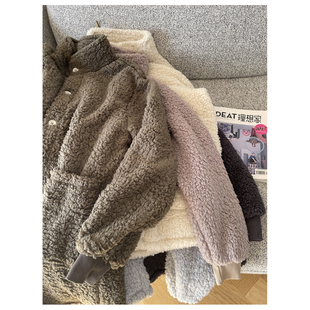 高货秋冬仿羊羔绒半高领轻质保暖中长款家居服上衣