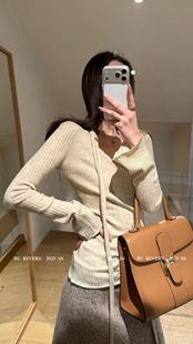 V领羊毛系带针织衫 超显瘦修身 上衣女15317 RIVERS2026春夏新款