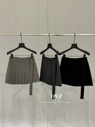 DVZ高级感百褶半身裙女2025春季新款韩版学院风包臀A字短裙7913