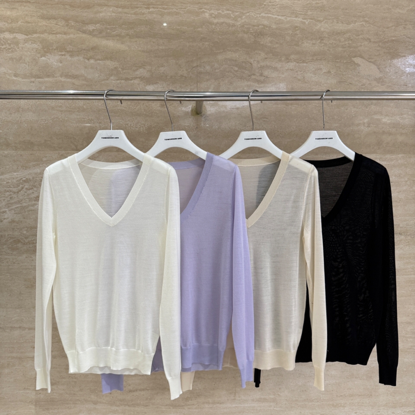 TOMORROW ANN-秋上新V领宽松舒适休闲百搭针织衫含100羊毛11861