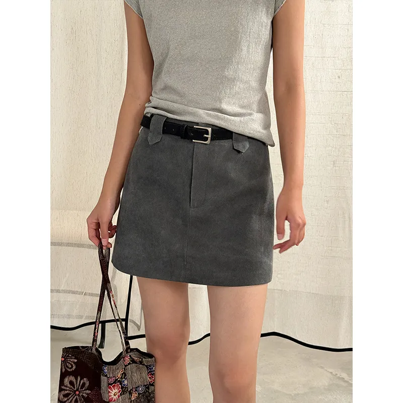 DVZ高品质纯棉西装半身裙夏季新款女显瘦小个子A字包臀短裙7918