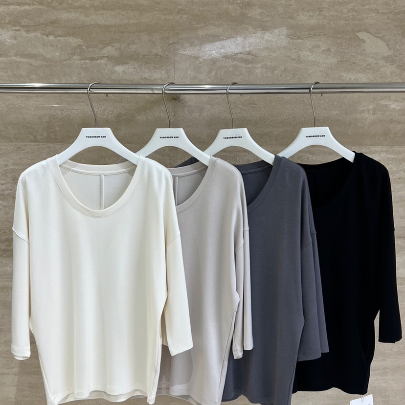 TOMORROW ANN-秋上新宽松极简舒适百搭休闲长袖T恤12003