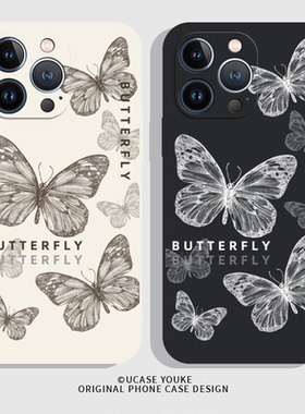 蝴蝶适用iphone15小米13华为P60苹果14荣耀80/90情侣iqooNeo8红米k70/Note13创意Pro硅胶Max女一加ACE手机壳