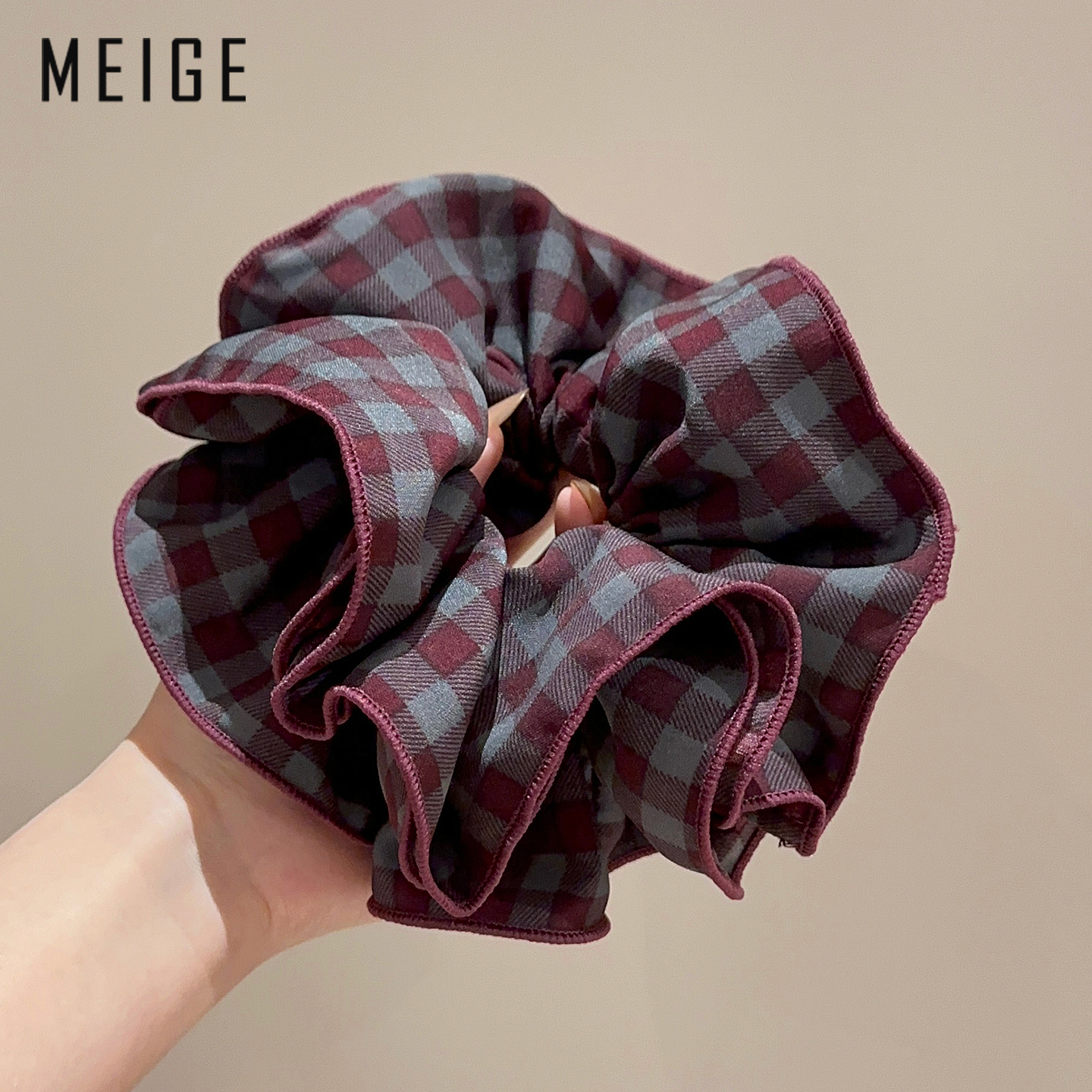 赵露思同款韩系格纹双层发圈