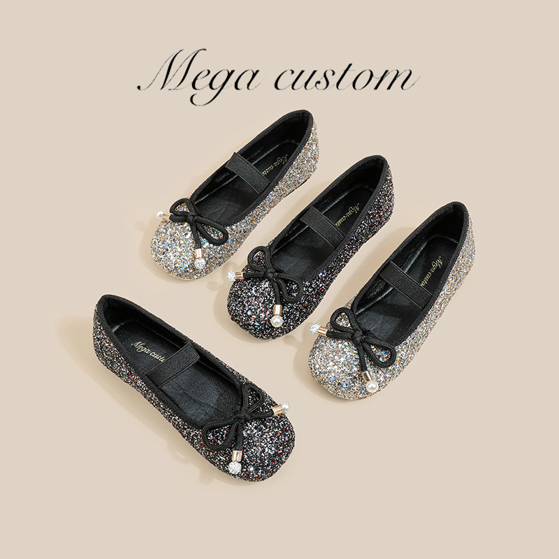 女童小皮鞋2025春秋新款亮片软底蝴蝶结公主鞋防滑百搭配裙子单鞋,童鞋/婴儿鞋/亲子鞋,水晶/水钻鞋,淘宝优惠券,粉丝福利购,淘宝优惠卷