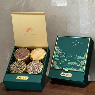 锦绣山河四拼礼滋补品元 旦节日公司送礼红参鹿茸片石斛鱼胶滋补品
