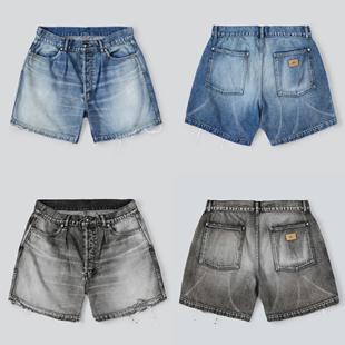 工装飞行员 MADNESS 23SS 余文乐日产水洗做旧刀割磨破牛仔短裤男