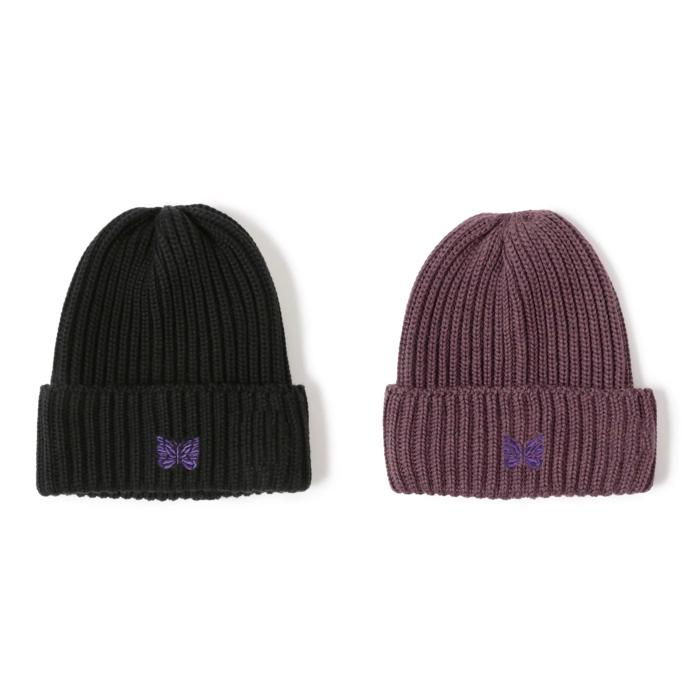 工装飞行员 Needles 24AW 翻边蝴蝶刺绣ins秋冬冷帽针织帽毛线帽