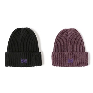 24AW Needles 翻边蝴蝶刺绣ins秋冬冷帽针织帽毛线帽 飞行员 工装