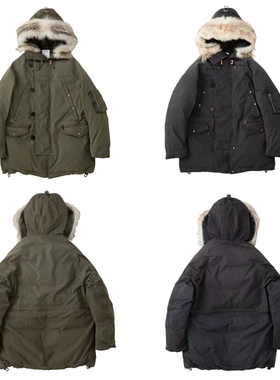 工装飞行员 Visvim 22AW  秋冬保暖狼毛领泥染水洗白鹅绒羽绒服