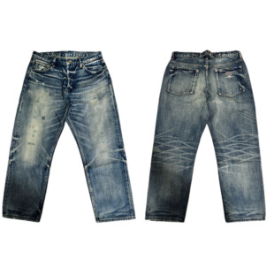 工装飞行员 MADNESS 17FW 余文乐赤耳油牛做旧破坏刺绣水洗牛仔裤