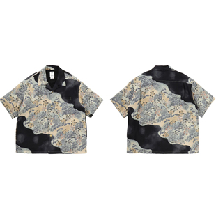 工装飞行员 VISVIM 25SS  CROSBY SHIRT日系暗纹提花短袖衬衫男女