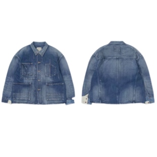 工装飞行员 MADNESS 余文乐日产红边口袋拼接水洗牛仔夹克外套男