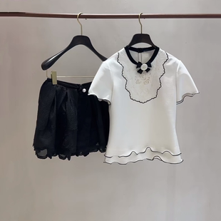 甜美盘绳绣花A字半身裙短裙 女装 LF26X01SS203 新款 拉飞家2026夏季