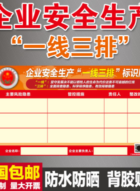 企业安全生产一线三排标识牌贴纸
