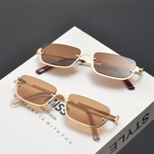 欧美复古超窄长方形下半框小脸墨镜男女潮人嘻哈蹦迪街拍太阳眼镜