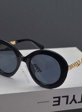 欧美复古金属朋克风圆形大框墨镜