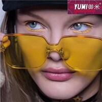 御米baby景甜王子文同款方形大框一体墨镜无框透明果冻色太阳眼镜