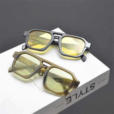 防紫外线方形文艺男女双梁太阳镜